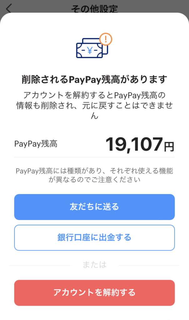 PayPay設定画面その3